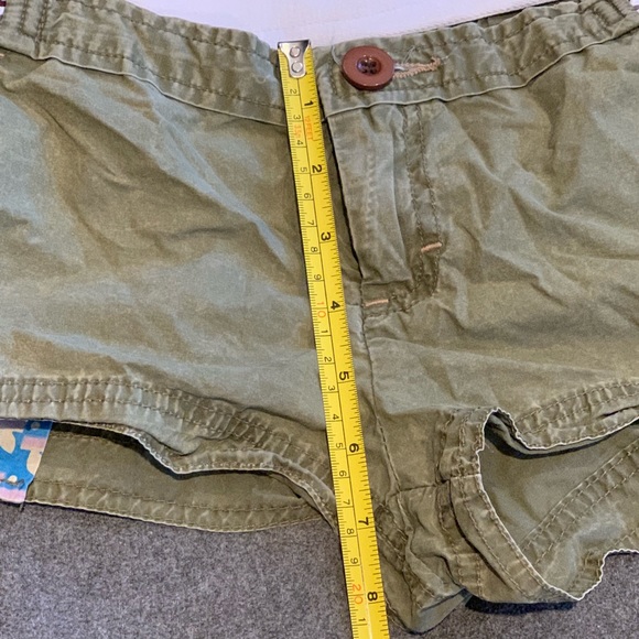 Free People Army Green Shorts With Rainbow Side Stripes Size 2 - Picture 7 of 7